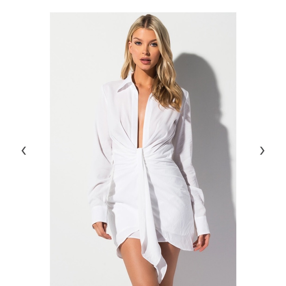 NWT AKIRA LINEN LONG SLEEVE SHURT DRESS🔥 - Picture 5 of 10